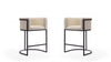 Cosmopolitan Mid-Century Modern Metal Upholstered Counter Stool in Cream - Set of 2 Bar Stool 
