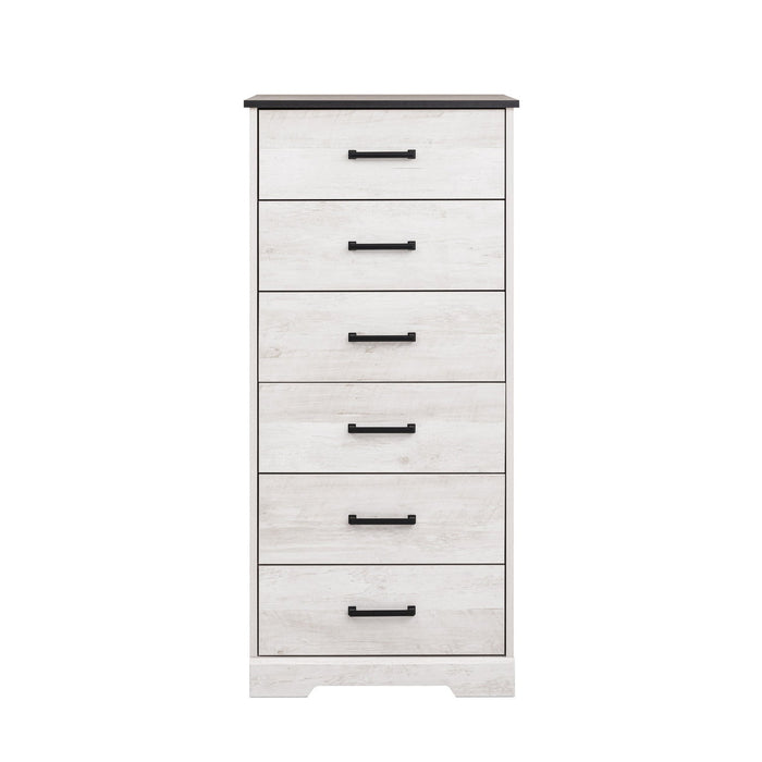 Prepac Rustic Ridge 23.75\" 6-Drawer Dresser - Washed White