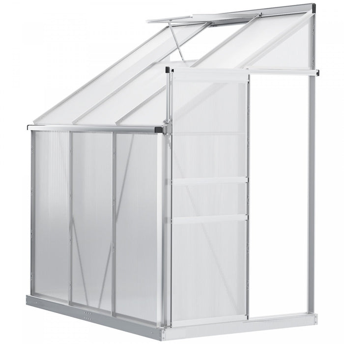 Outsunny 6' X 4' Aluminum Lean-to Greenhouse Polycarbonate Walk-in Garden Greenhouse With Adjustable
