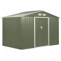 Outsunny 9' X 6' Garden Storage Shed With Floor Foundation, Metal Tool Storage House With Double Doo