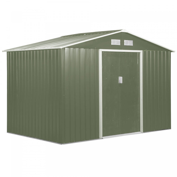 Outsunny 9' X 6' Garden Storage Shed With Floor Foundation, Metal Tool Storage House With Double Doo