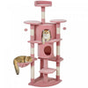 PawHut Cat Tree, 62" Multi-Level Cat Tower with Scratching Posts, 2 Condos, Hammock, Perches, Plush, Pompoms, for Indoor Kittens Playing, Resting, Sleeping, Pink