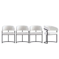 Augusta Modern Metal Vegan Leather Dining Chair in White - Set of 4 