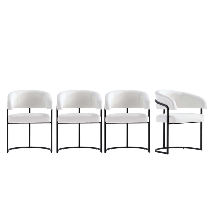 Augusta Modern Metal Vegan Leather Dining Chair in White - Set of 4 