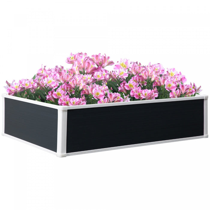 Outsunny 47\" X 35\" X 12\" Raised Garden Bed, Plastic Planter Box, Above Ground Garden Box For Flowers