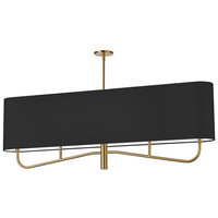 Dainolite Eleanor 4 Light Horizontal Chandelier Aged Brass Black/White Shade Lamp