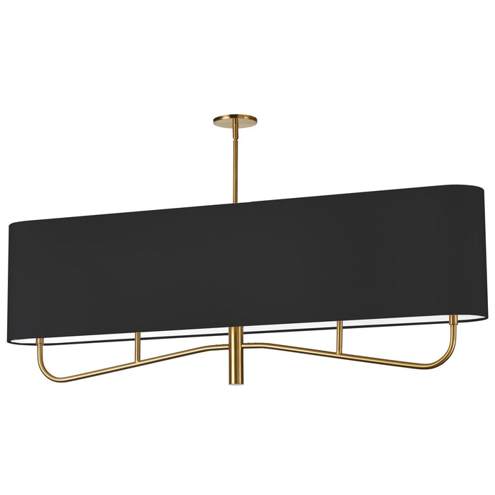 Dainolite Eleanor 4 Light Horizontal Chandelier Aged Brass Black/White Shade Lamp