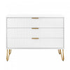 Dumbo Modern 35\" Fluted Dresser in White (3-Drawer) 