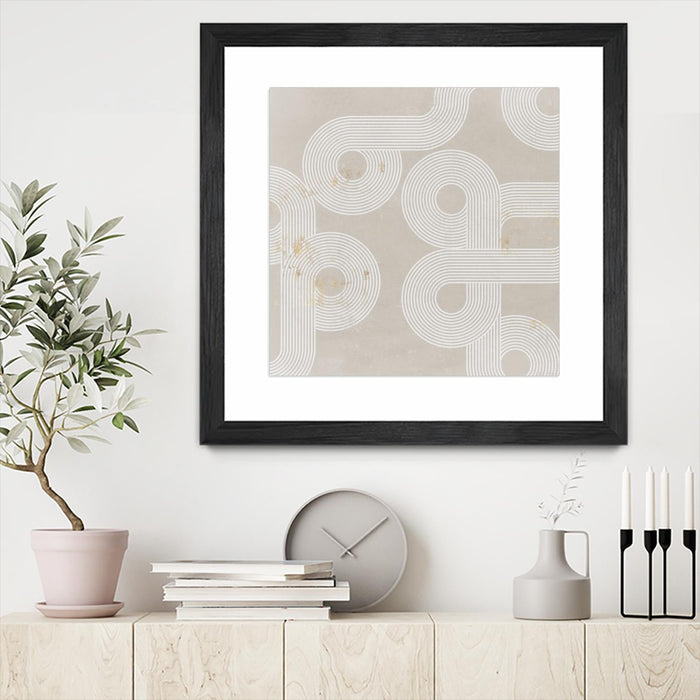 \"Fluxus I\" Matted and Framed Black 30x30 Wall Art