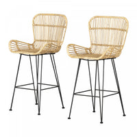 Balka Standard Rattan and Black Counter Bar Stool - Set of 2 