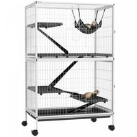 Pawhut 5-tier Rolling Small Animal Cage, Deluxe Guinea Pig Cage, Ferret Cage For Mink Chinchilla Kit