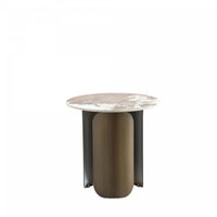 Monica Modern Glam Sintered Stone Top End Table in Bronze 