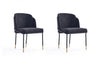 Flor Modern Metal Twill Weave Dining Chair in Black - Set of 2 
