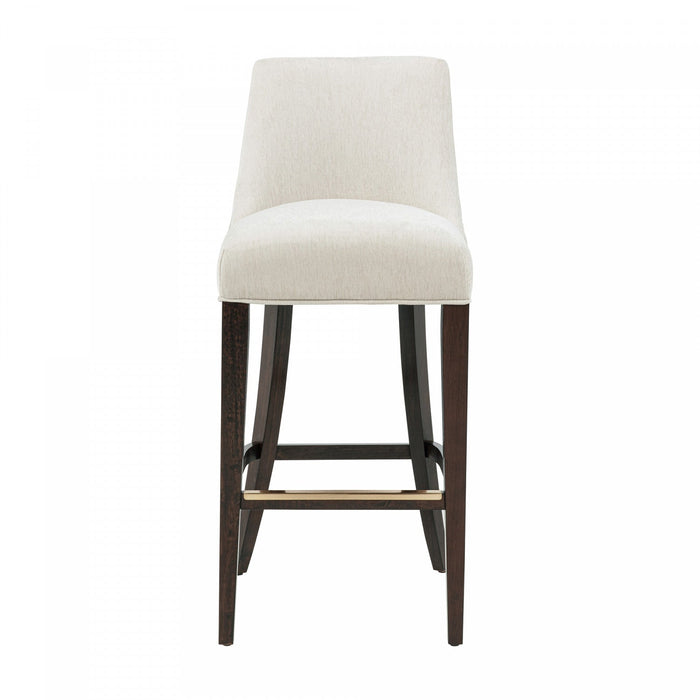 Beever Modern Wood Upholstered Chenille Barstool in Cream 
