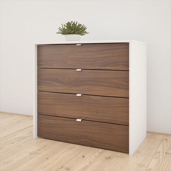 Nordika 4-Drawer Chest - White/Walnut 