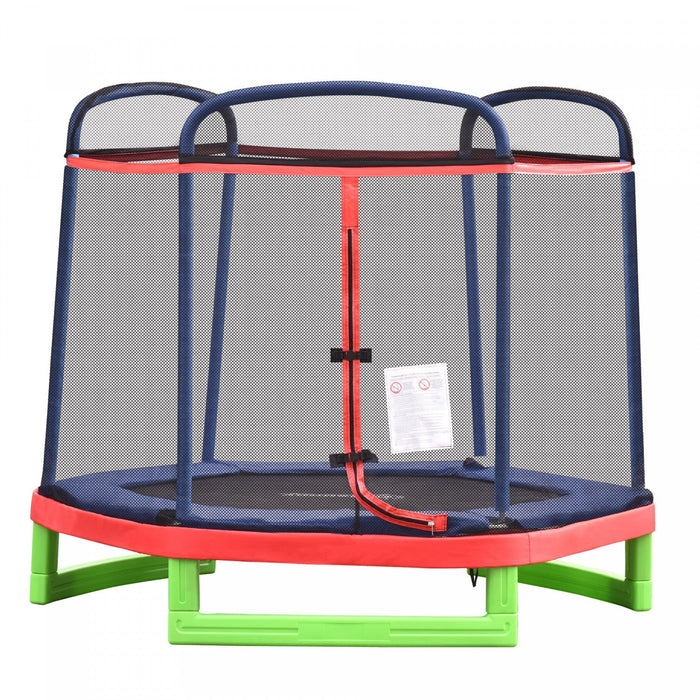 Outsunny 84.75\" Kids Trampoline 7 Ft Indoor Outdoor Trampolines With Safety Net Enclosure Built-in Z