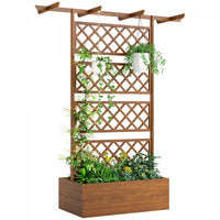 Outsunny Wood Raised Garden Bed Privacy Screen Planter with Trellis, Orange