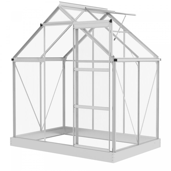Outsunny 6' X 4' Polycarbonate Greenhouse, Walk-in Greenhouse With Sliding Door, Adjustable Window, 