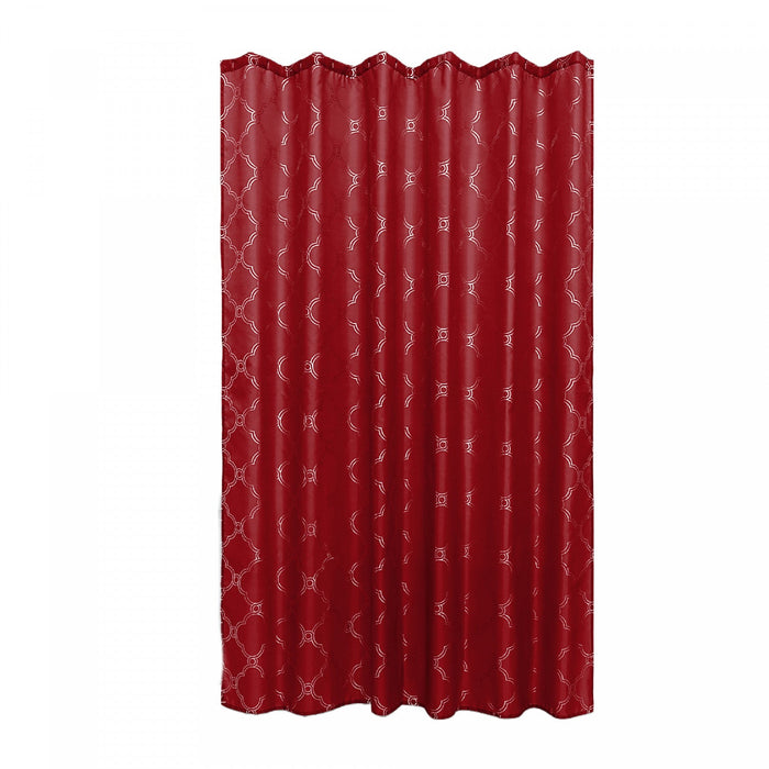 Polyester Silver Foil Trellis Printed Shower Curtain Red