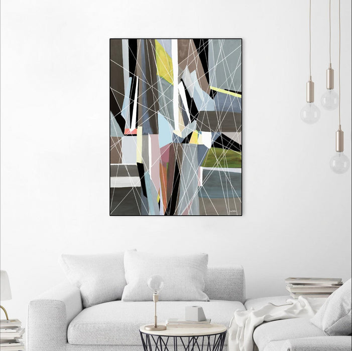 \"Oceanrain\" Canvas Framed Black 18x24 Wall Art