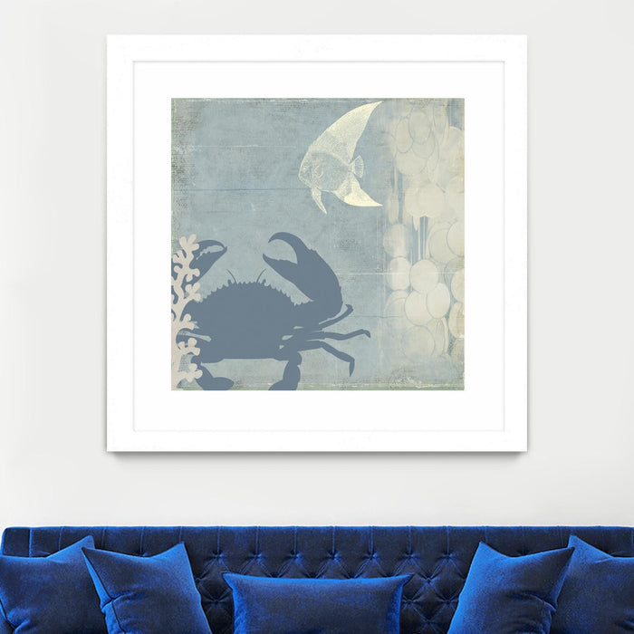 \"Ocean Life Ii\" Matted and Framed White 36x36 Wall Art