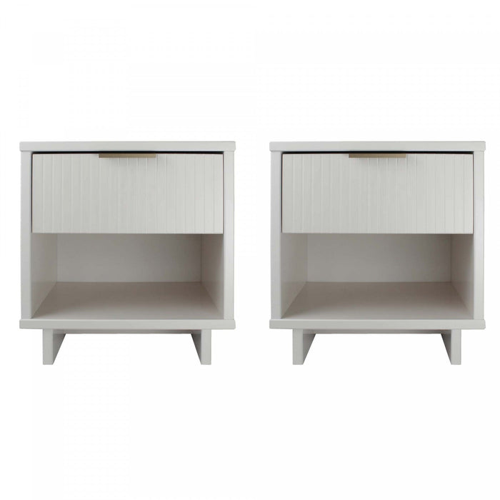 Granville Modern 18\" Nightstand in White (1-Drawer) - Set of 2 