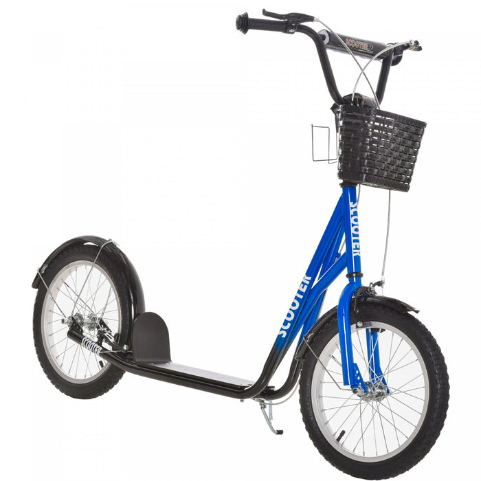 Aosom Scooter For Kids 5-12 Years Old, Teen Big Wheel Scooter With Adjustable Height, 16\" Inflatable