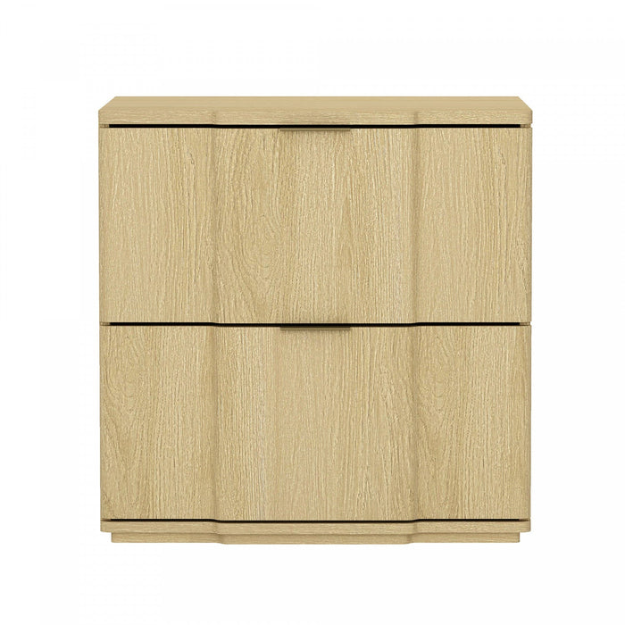 Clive Mid-Century Modern 22\" Nightstand in Natural and Gold (2-Drawer) 