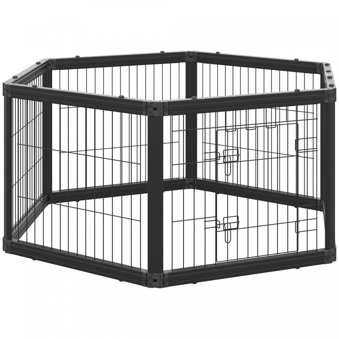 Pawhut Dog Playpen, 6 Panels 24.5\" Heavy Duty Pet Playpen, Foldable Dog Exercise Pen With Door Indoo