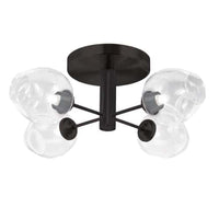 Dainolite Abii 4 Light Semi-flush Mount Matte Black Finish Clear Glass Lamp