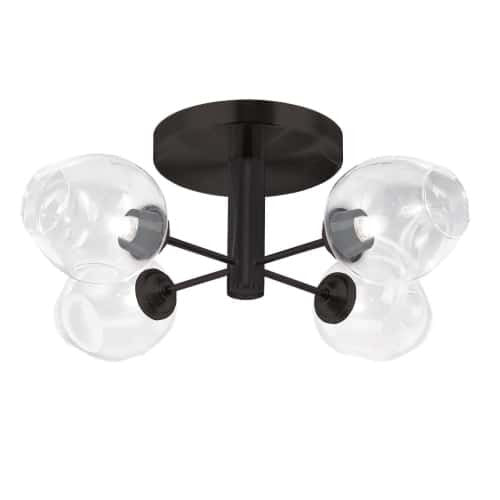 Dainolite Abii 4 Light Semi-flush Mount Matte Black Finish Clear Glass Lamp