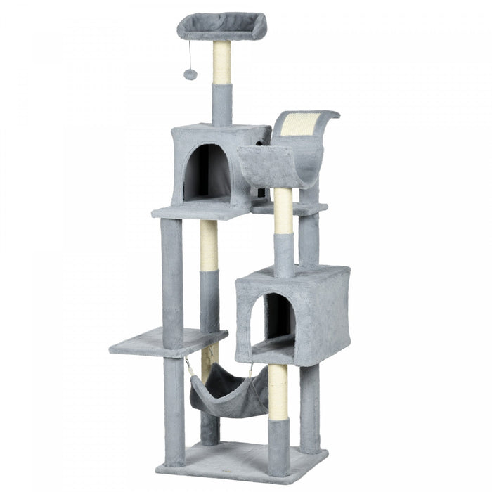 Pawhut Tall Cat Tree For Indoor Cats, 70\" Multi-level Cat Tower With Hammock, Cat Bed, Cat Condo Wit