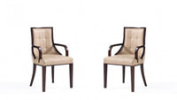 Fifth Avenue Traditional Wood Upholstered Dining Chair in Tan - Set of 2