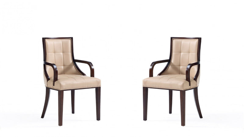 Fifth Avenue Traditional Wood Upholstered Dining Chair in Tan - Set of 2 