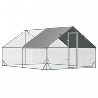Pawhut Metal Chicken Coop, Walk-in Large Chicken Run, Poultry Cage For Backyard Hen, Duck, Rabbit Wi