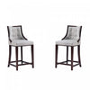 Fifth Avenue Traditional Wood Upholstered Counter Stool in Light Gray - Set of 2 