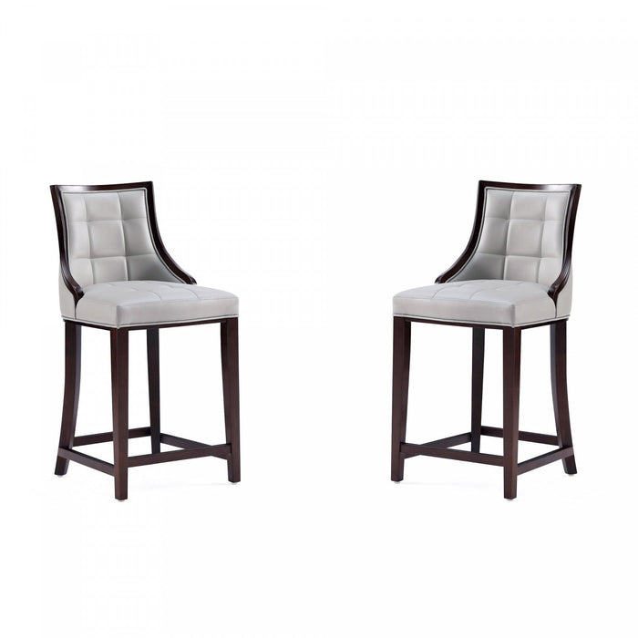Fifth Avenue Traditional Wood Upholstered Counter Stool in Light Gray - Set of 2 