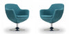 Caisson Modern Upholstered Swivel Lounge Chair in Teal - Set of 2 