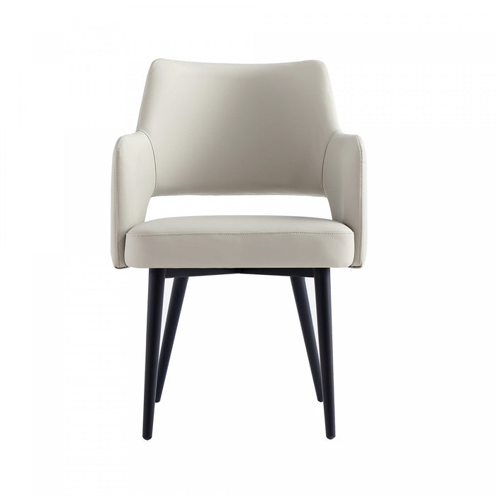 Tremont Modern Metal Vegan Leather Armchair in Stone Gray 