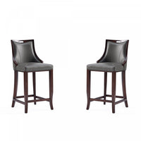Emperor Traditional Wood Upholstered Barstool in Graphite - Set of 2 