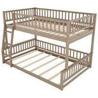 Sabrina Full Xl Over Queen Solid Wood Convertible Design Bunk Bed With Ladder - Walnut