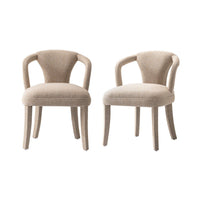 Palmer Mid-Century Modern Upholstered Tweed Armchair in Gold Dust - Set of 2 Dining Chair 