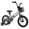 Costway 14" Kid's Bike With Training Wheels Adjustable Handlebar & Seat Handbrake Silver