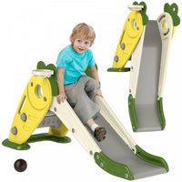 Qaba Toddler Slide, 3 In 1 Kids Slide With Basketball Hoop, Climber, Radish-themed Foldable Indoor S