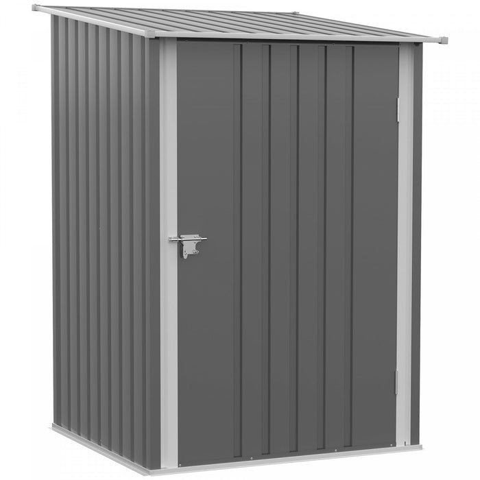 Outsunny 3.3' X 3.4' Lean-to Garden Storage Shed, Outdoor Galvanized Steel Tool House With Lockable 