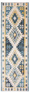 Mosaic Taupe/Blue Machine Washable Area Rug - 2'6\" x 8'0\"