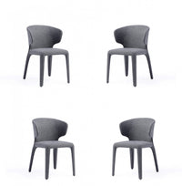 Conrad Mid-Century Modern Upholstered Dining Chair in Gray - Set of 4 