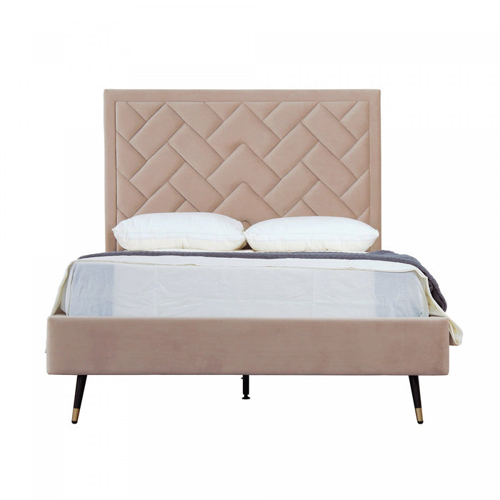 Crosby Modern Upholstered Velvet Full Bed in Nude 