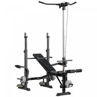 Soozier Adjustable Weight Bench W/ Pulley System, Full Body Workout Bench