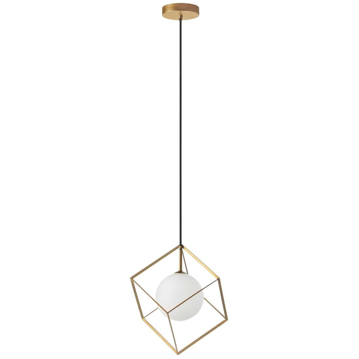 Dainolite Thomson 1 Light Pendant Gold Finish Opal White Glass Lamp
